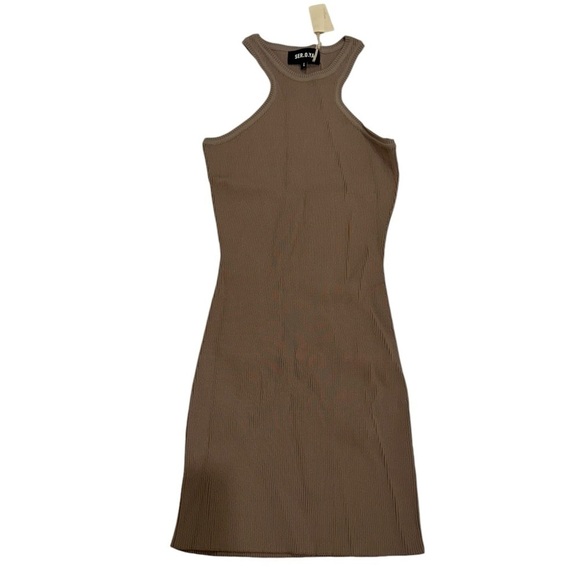 RETROFETE SER.O.YA Jill Fitted Ribbed Mini Bodycon Racerback Dress Size L NWT - Picture 4 of 5